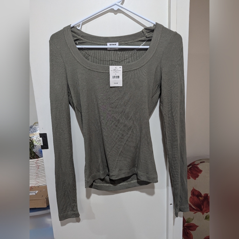 NWT Cotton on green long sleeve top